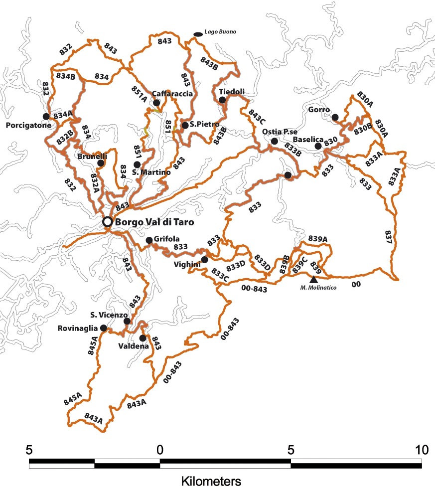 Cartina sentieri Valditaro
