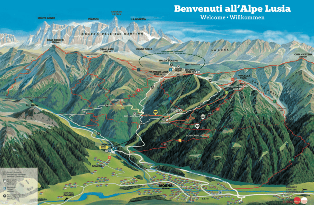 cartina Mappa Moena Alpe Lusia